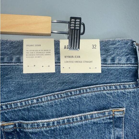 Agolde Wyman Low Rise Vintage Straight Jeans NWT Size 32 Dark Blue Wash - Picture 6 of 7